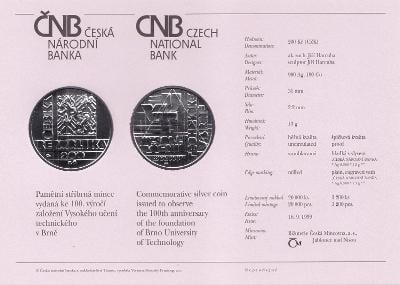 ❗Karta (certifikát) 200 Kč 1999 100 výročí Vysoké učení Brno  ❗