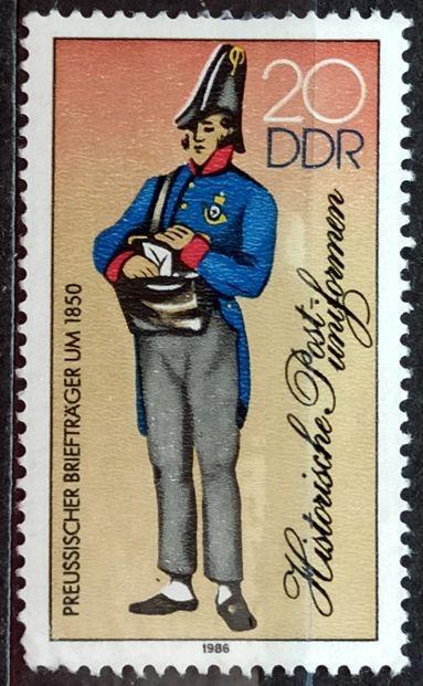 DDR: MiNr.2998 Prussian Postman 20pf, Postal Uniforms (*) 1986