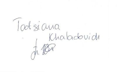 Atletika-Tatsiana CHALADOVIČ(BLR) - podpis