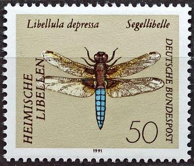 BUNDESPOST: MiNr.1545 Libellula depressa 50pf, Dragonflies ** 1991