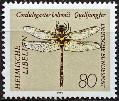 BUNDESPOST: MiNr.1551 Cordulegaster boltonii 80pf, Dragonflies ** 1991