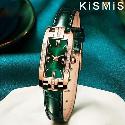 Dámské obdélníkové hodinky s kamínky KiSMis (zelené, červené)