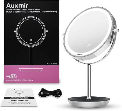 Kosmetické zrcátko Auxmir, LED podsvícení, oboustranné/ Od 1Kč |010|