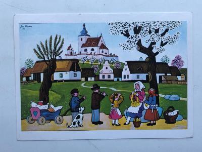 Stará retro pohlednice z roku 2004 - Velikonoce - Josef Lada