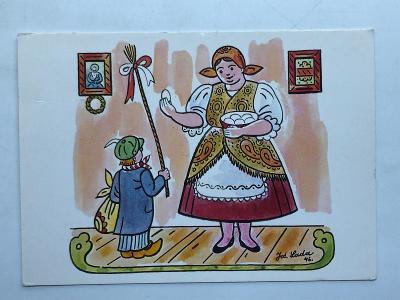 Stará retro pohlednice z minulého století - Velikonoce - Josef Lada