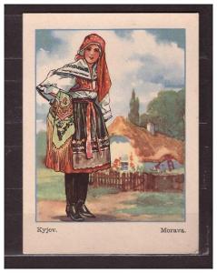 Reklamní barevná kartička-Saponia-Moravský kroj -Kyjov