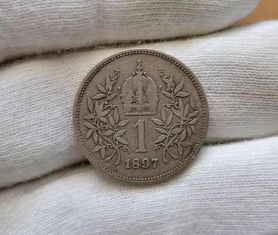1 koruna 1897 bz, mincovna Vídeň, FJI. ( 1848 - 1916 )