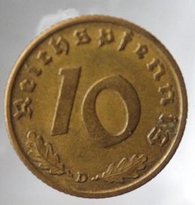 10 říšských feniků, 1938 Značka mincovny "D" - Mnichov  (t1/5)