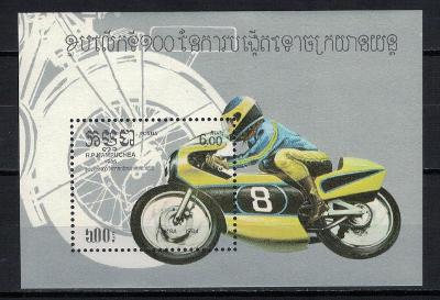 Kambodža 1985 "Centenary of Motor Cycle" Michel BL143