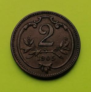 2 heller 1905, mincovna Vídeň, FJI. ( 1848 - 1916 ), lepší ročník