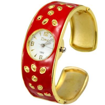 Dámské náramkové hodinky nevšední červeno-zlaté