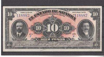 Mexiko , 10 peso  - r. 1913  - UNC