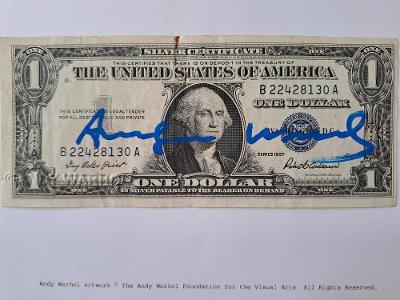 Andy Warhol - Originální podepsaný DOLAR - sběratelský unikát