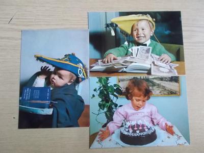 Pohlednice žena dívka chlapec dort oslava narozeniny Itálie 