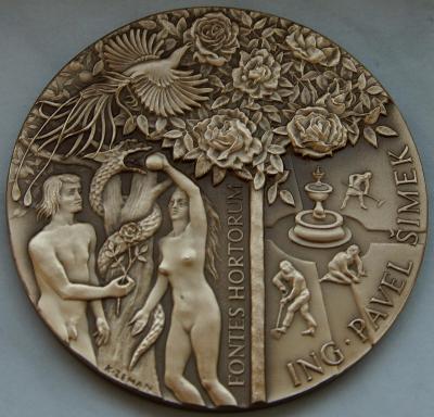 Medaile Karla Zemana,  "FLORART", 70mm, číslovaná, tombak