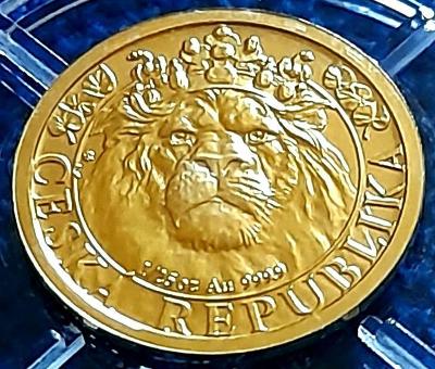 Zlatá 1/25 Oz investiční mince Český lev 2022