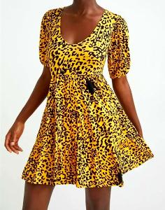 Desigual Akrom Romantické volankove leopardí šaty L