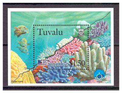 Tuvalu 1998 mořský svět - "Corals" Michel BL65