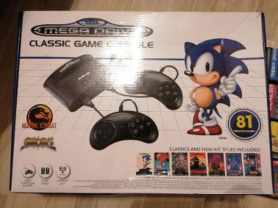 Sega Mega Drive konzole ATGames 81her + 16 cartridge od 1kč