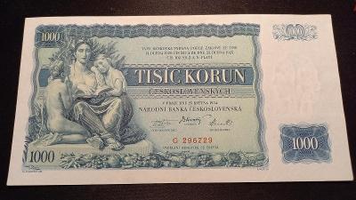 1000 korun 1934 NEPERFOROVANÁ !!! SERIE G - PĚKNÝ STAV - ORIGINÁL 
