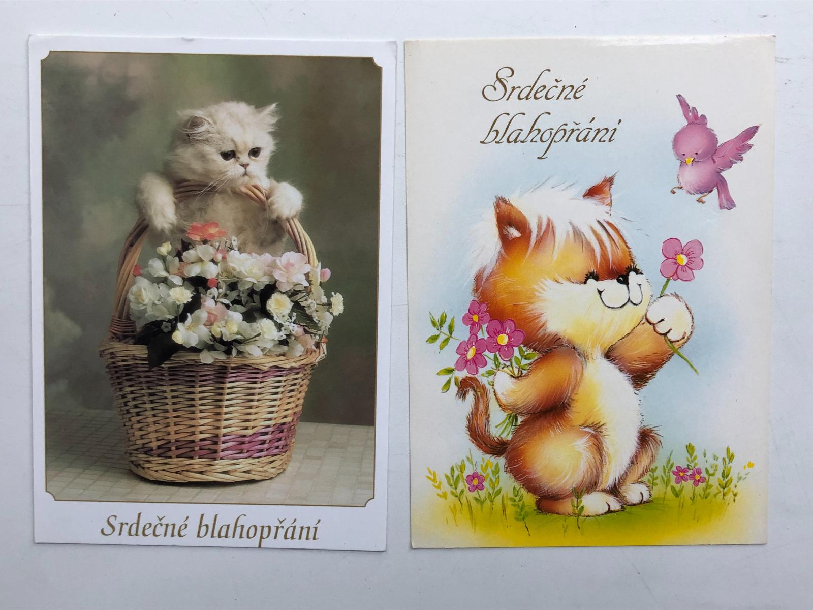 8x stará pohlednice - kočka kočky kočičky - Pohlednice
