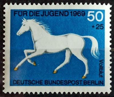 WEST BERLIN: MiNr.329 Thoroughbred 50pf+25pf, Horses Semi-Post ** 1969