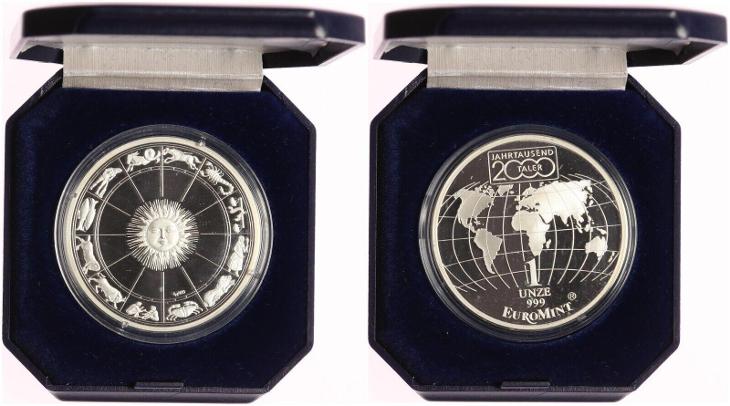 EuroMint 1 OZ Stříbro 2000 PROOF v etui a certifikátem čŠU03   - Numismatika