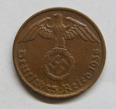 2 Reichspfennig 1938 G. Mince Německo. B4862