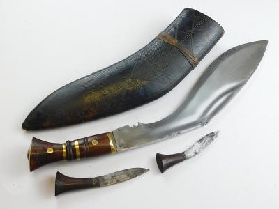 Originální Indický / Nepálský bojový nůž Gurkha/Kukri - komplet 3 nožů
