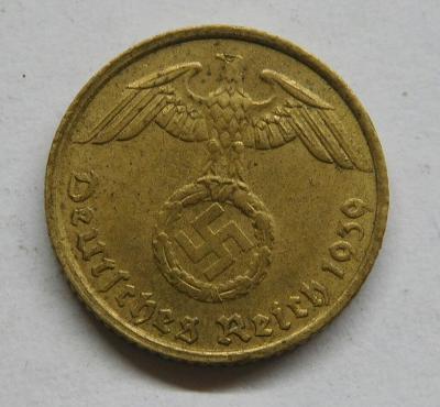 5 Reichspfennig 1939 G. Mince Německo. B4870