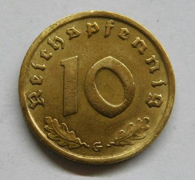 10 Reichspfennig 1938 G. Mince Německo. B4872