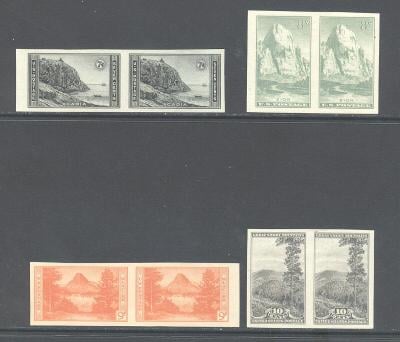 Neražené dvojbloky USA 1935-Národní Parky-byly stříhané-Sc 756-765