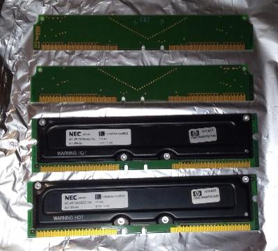paměti RIMM 700 & CRIMM terminátory - NEC 2x 128MB non ECC - RAMBUS