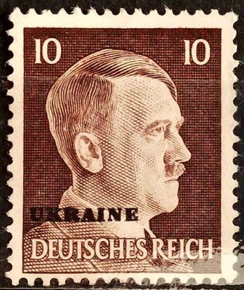 DR-OKUPACE UKRAJINY: MiNr.7 Adolf Hitler 10pf přetisk UKRAINE (*) 1941