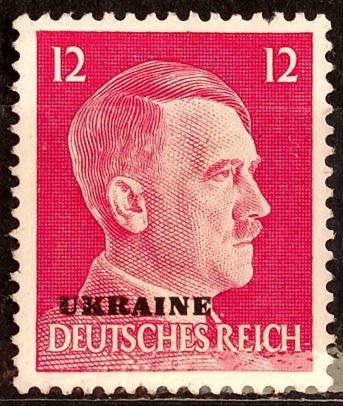 DR-OKUPACE UKRAJINY: MiNr.8 Adolf Hitler 12pf přetisk UKRAINE (*) 1941