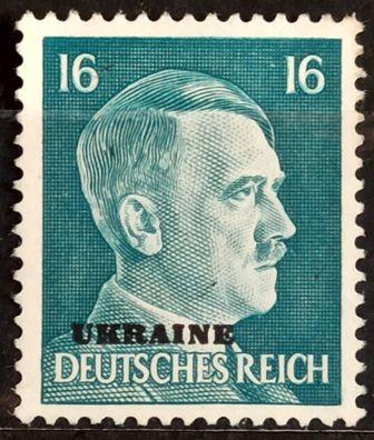 DR-OKUPACE UKRAJINY: MiNr.10 Adolf Hitler 16pf přetisk UKRAINE (*)1941