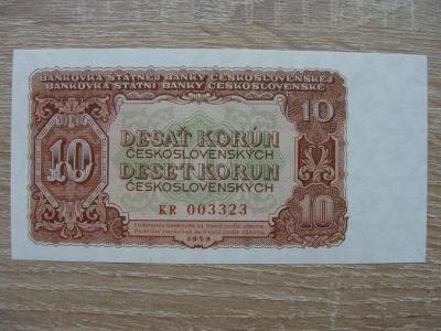 10 Kčs 1953 KR 003323  UNC, originál foto, TOP bankovka z mé sbírky