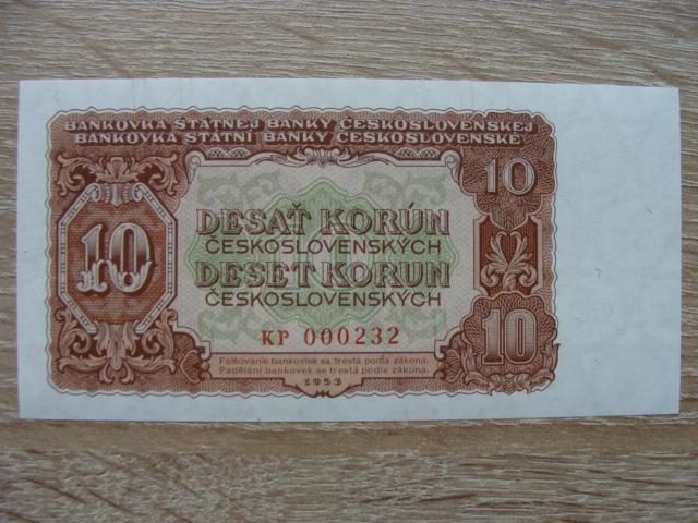 10 Kčs 1953 KP 000232  UNC, originál foto, TOP bankovka z mé sbírky - Bankovky