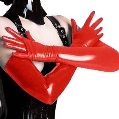 Fetish wet-look dlouhé prstové rukavice X625