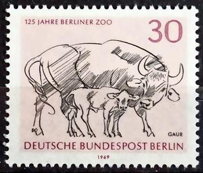 WEST BERLIN: MiNr.340 Gaur and Calf 30pf, Berlin ZOO ** 1969