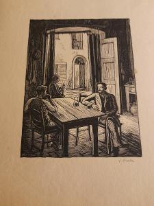 Dřevoryt-autorem Fiala r.1930 na Holandském papíře 