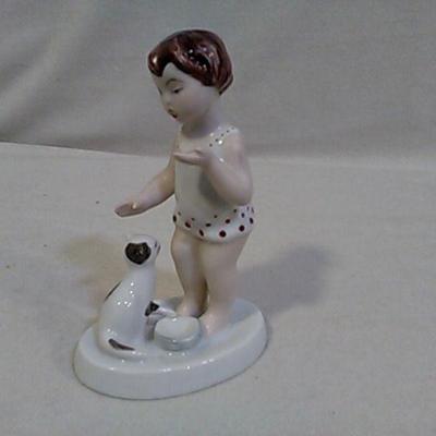 porcelánová soška Royal Dux- holčička s kočkou - TOP 