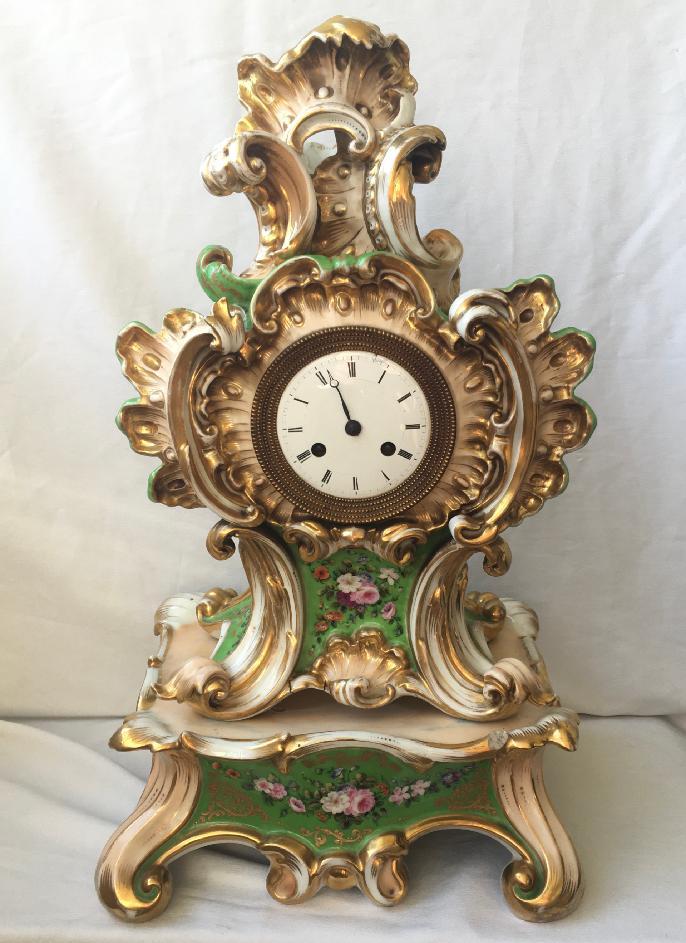 Nádherné porcelánové hodiny druhé rokoko cca 1850 - Starožitnosti