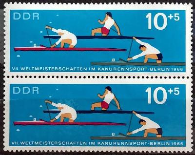 DDR: MiNr.1202 Men’s Single Canoe Race 10pf+5pf, dvojpáska ** 1966