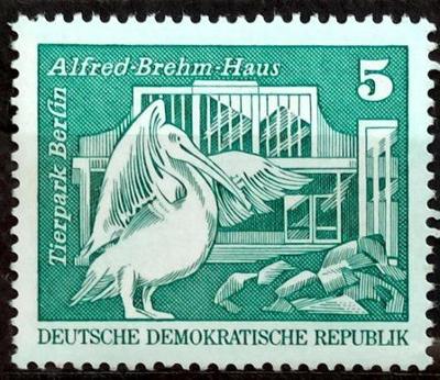 DDR: MiNr.1842 Pelican, Berlin ZOO 5pf, Buildings in the GDR ** 1973