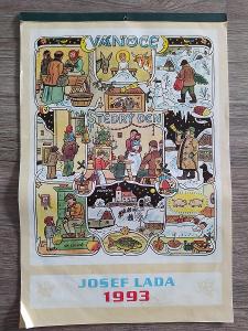 Starý nástěnný kalendář Josef Lada Vánoce 1993 