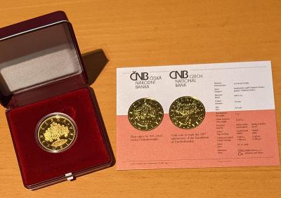 Mimořádná ražba:  uncová mince ČNB 100. výročí vzniku ČSR Proof