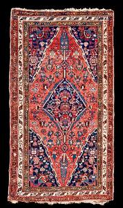 Perský ručně vázaný koberec, starožitný Khamseh Zanjan, 1900, 106x190