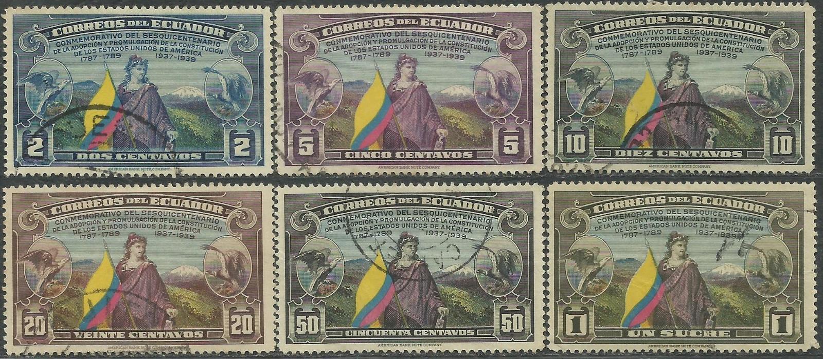 Ekvádor 1938 č.366-371, vlajka - Známky