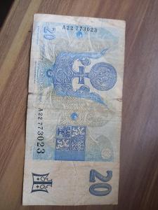 Papírová 20 korun bankovka 1994
